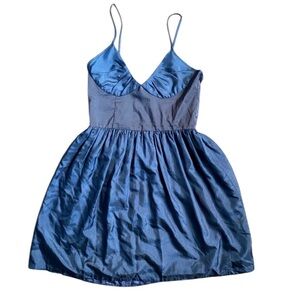 Thayer 100% Silk Blue Fit and Flare Corset Dress, Size Small